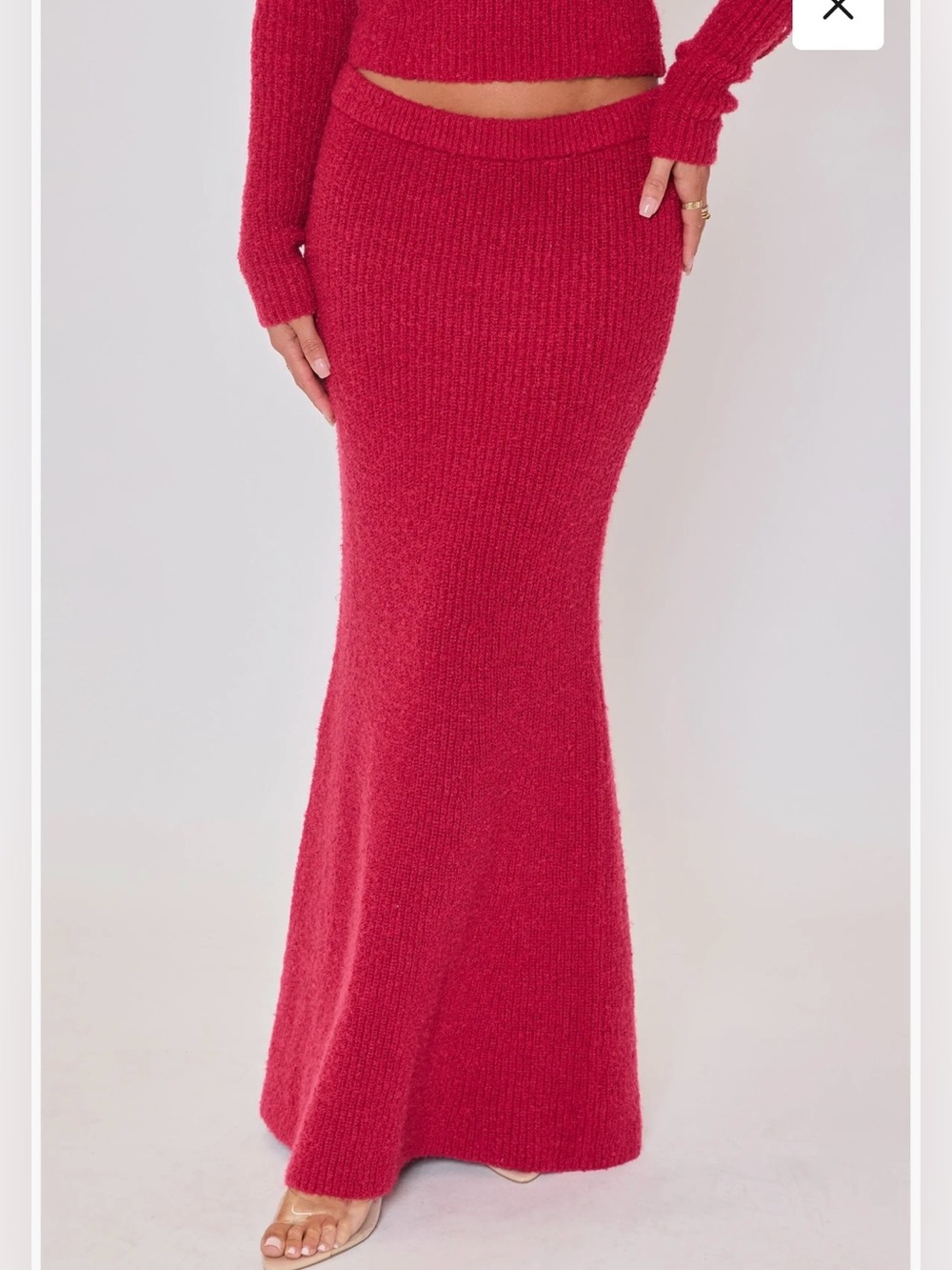 New VICI Collection Sz XS Ruby Wine Flute Rib Knit Polyester Maxi Skirt Ret $64!